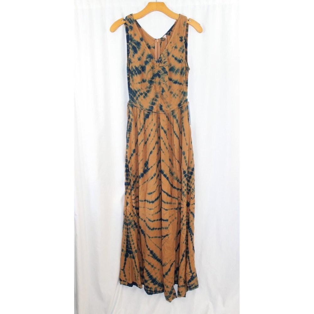 NWT Young Fabulous & Broke Womens Brown Blue Tie Dye Sleeveless Dress S